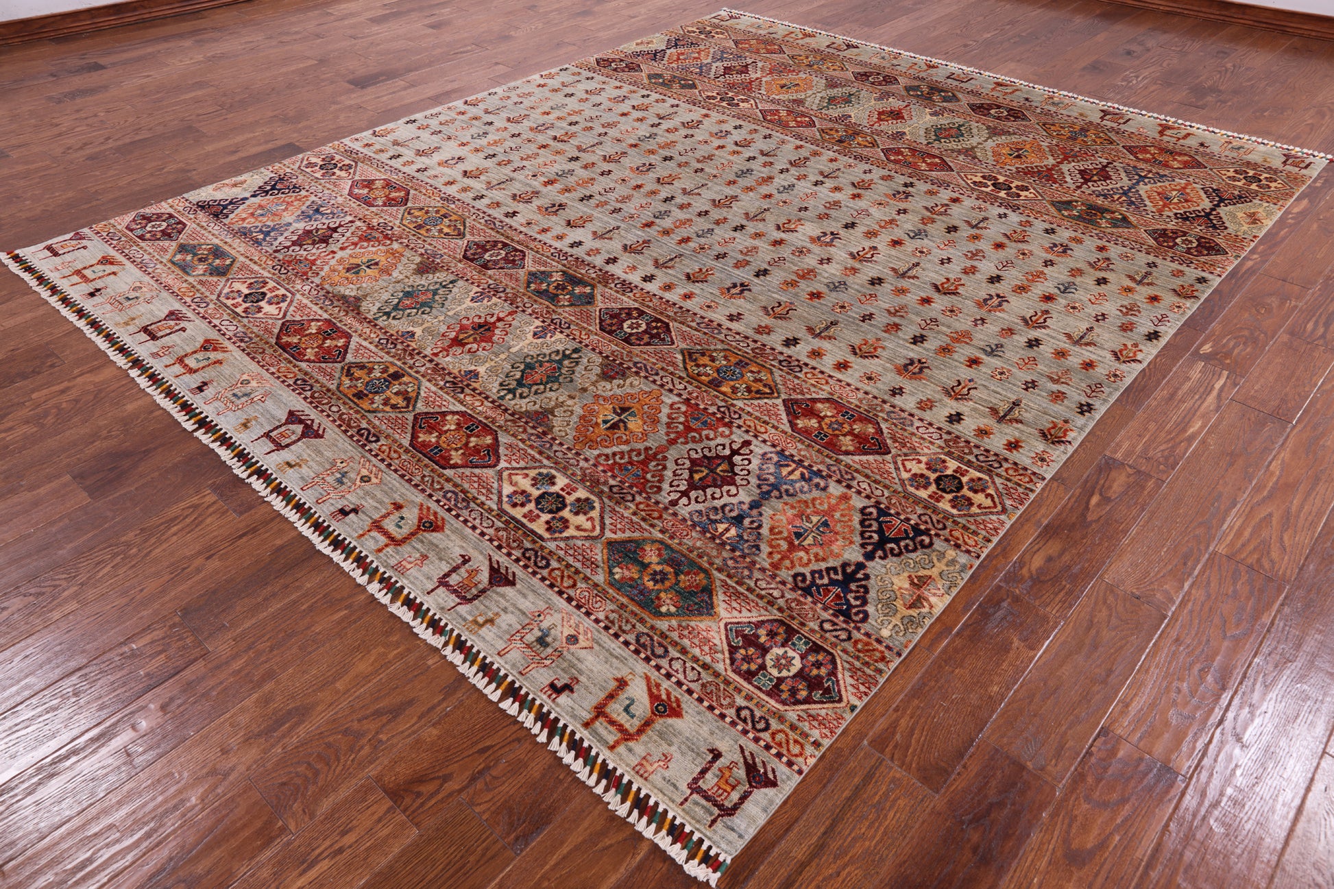 Tribal Persian Gabbeh Hand Knotted Wool Rug - 8' 4" X 10' 1" - Golden Nile