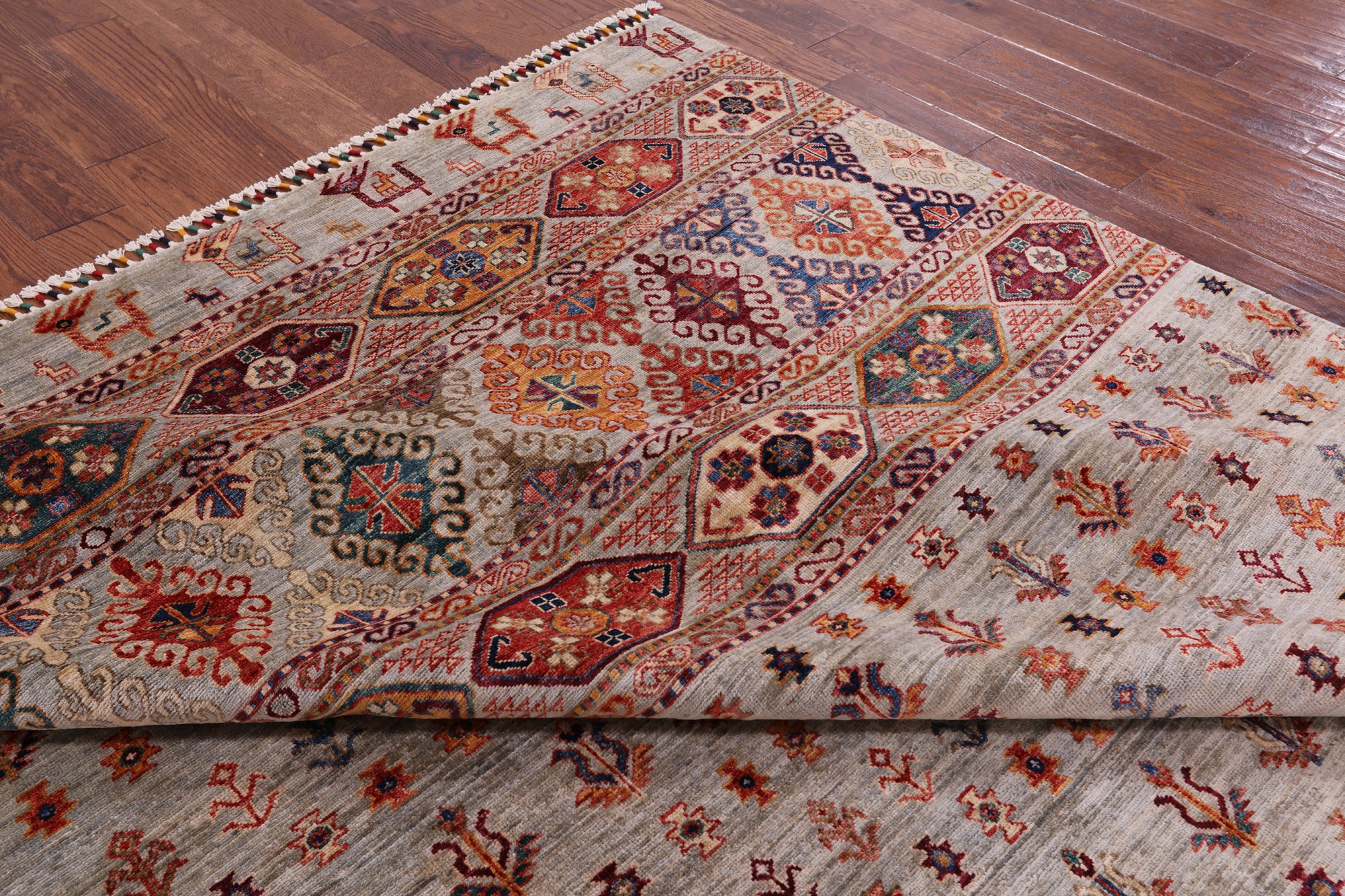Tribal Persian Gabbeh Hand Knotted Wool Rug - 8' 4" X 10' 1" - Golden Nile