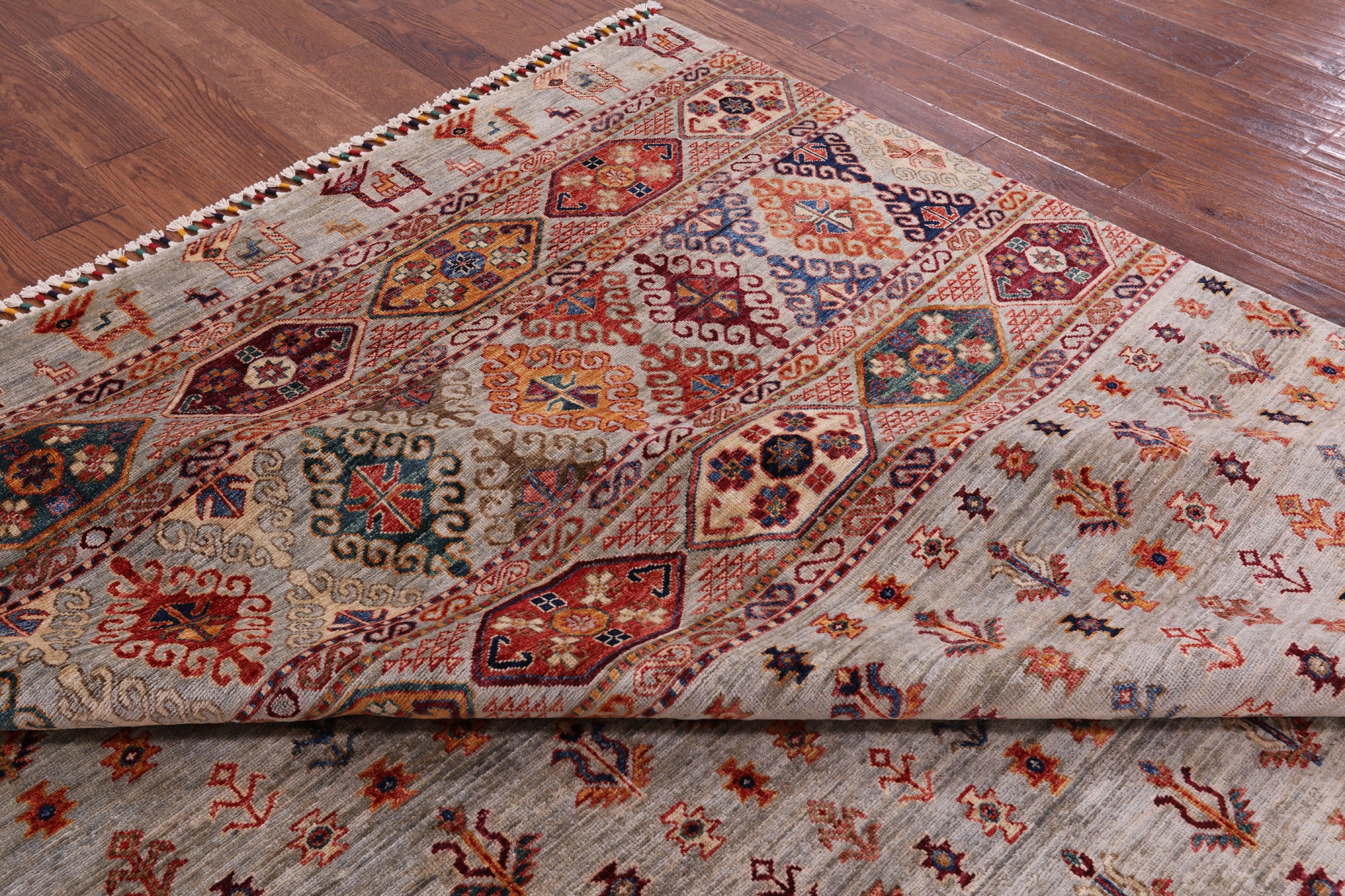 Tribal Persian Gabbeh Hand Knotted Wool Rug - 8' 4" X 10' 1" - Golden Nile