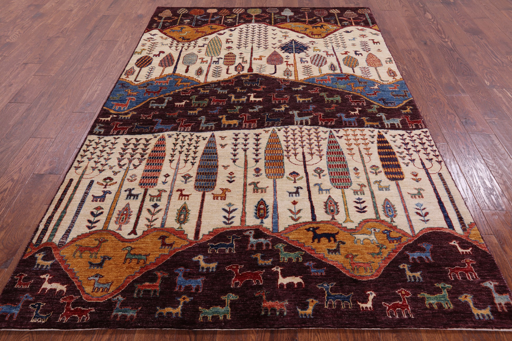 Tribal Persian Gabbeh Handmade Wool Rug - 5' 8" X 8' 4" - Golden Nile