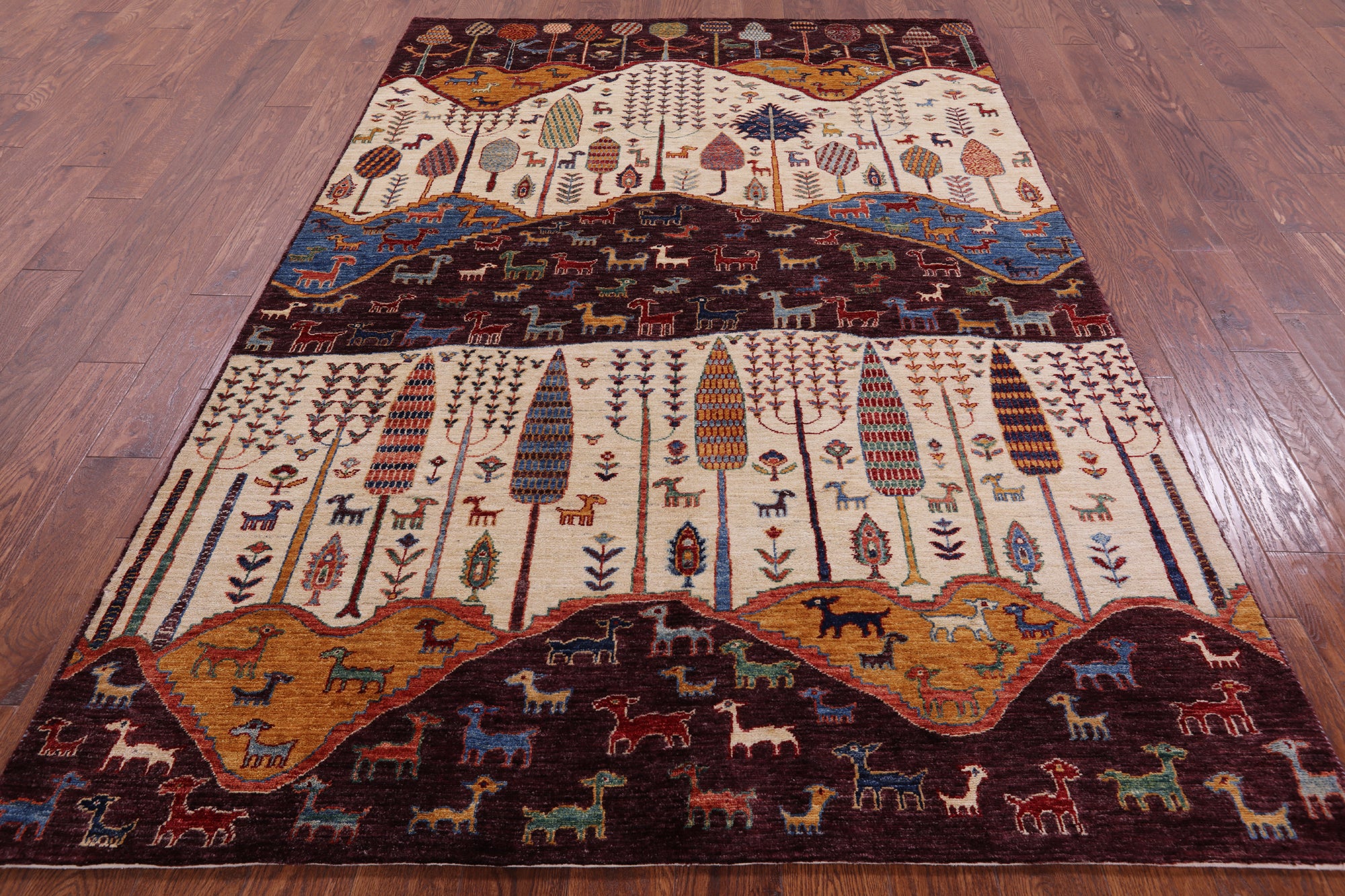 Tribal Persian Gabbeh Handmade Wool Rug - 5' 8" X 8' 4" - Golden Nile