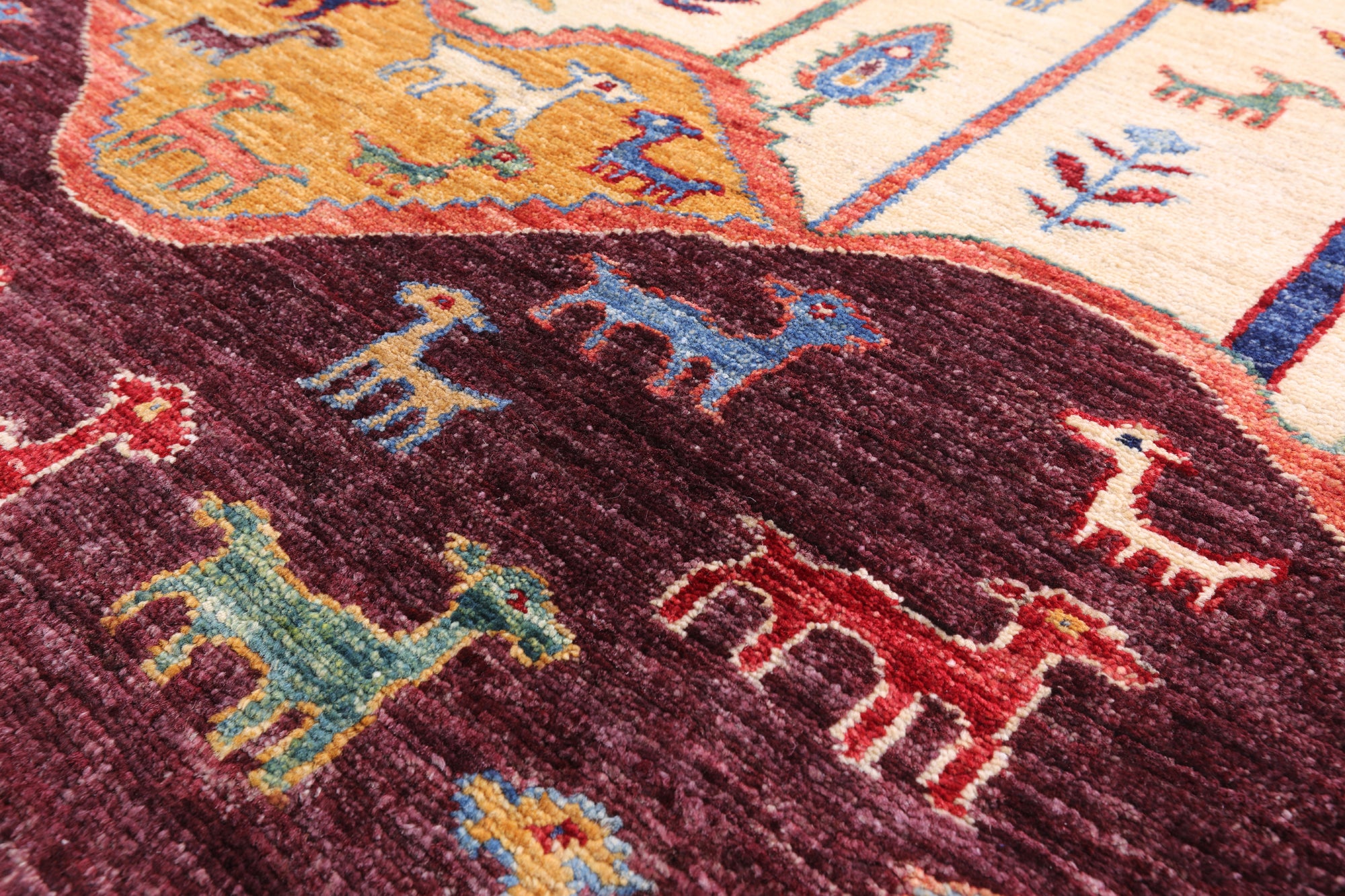 Tribal Persian Gabbeh Handmade Wool Rug - 5' 8" X 8' 4" - Golden Nile