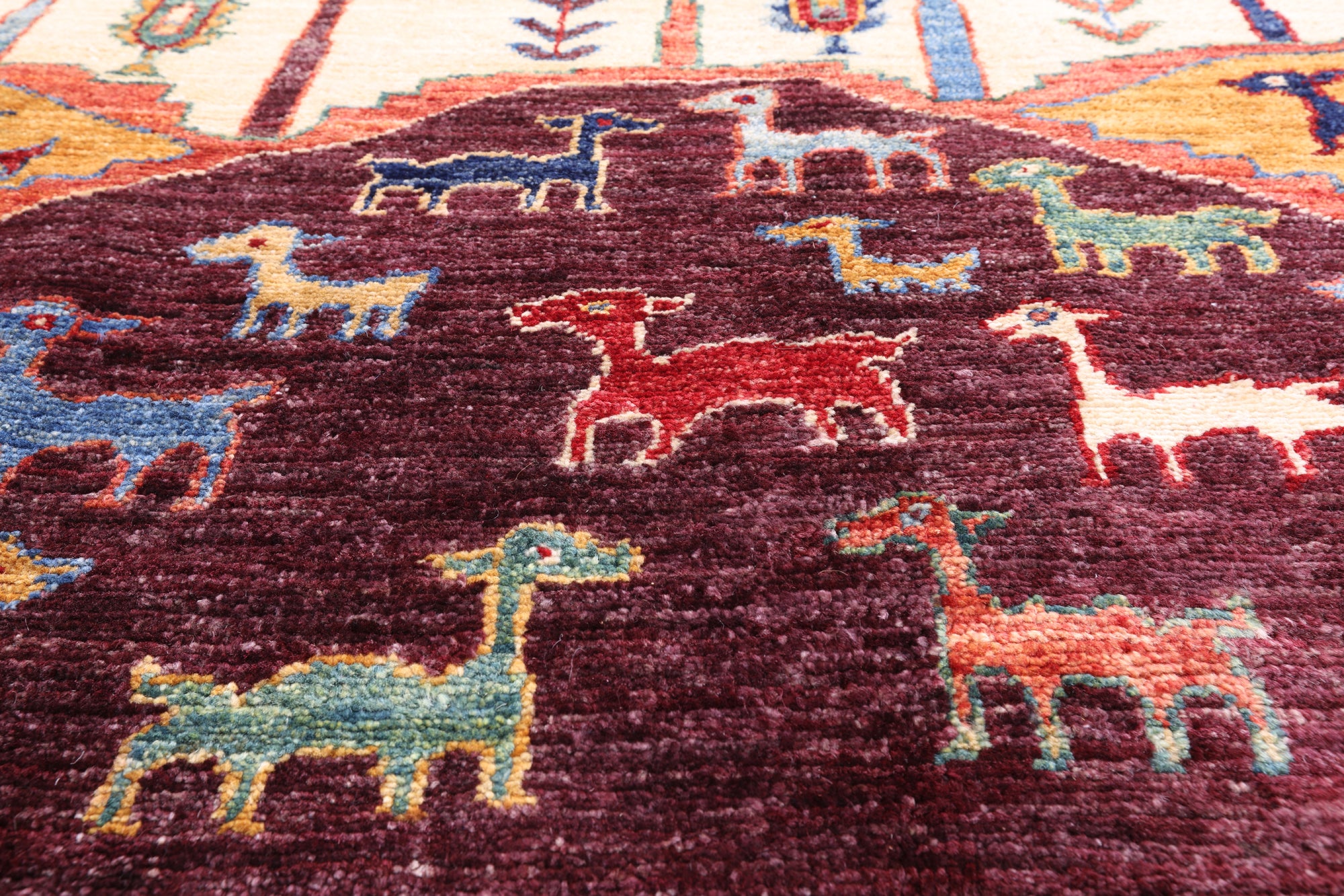 Tribal Persian Gabbeh Handmade Wool Rug - 5' 8" X 8' 4" - Golden Nile