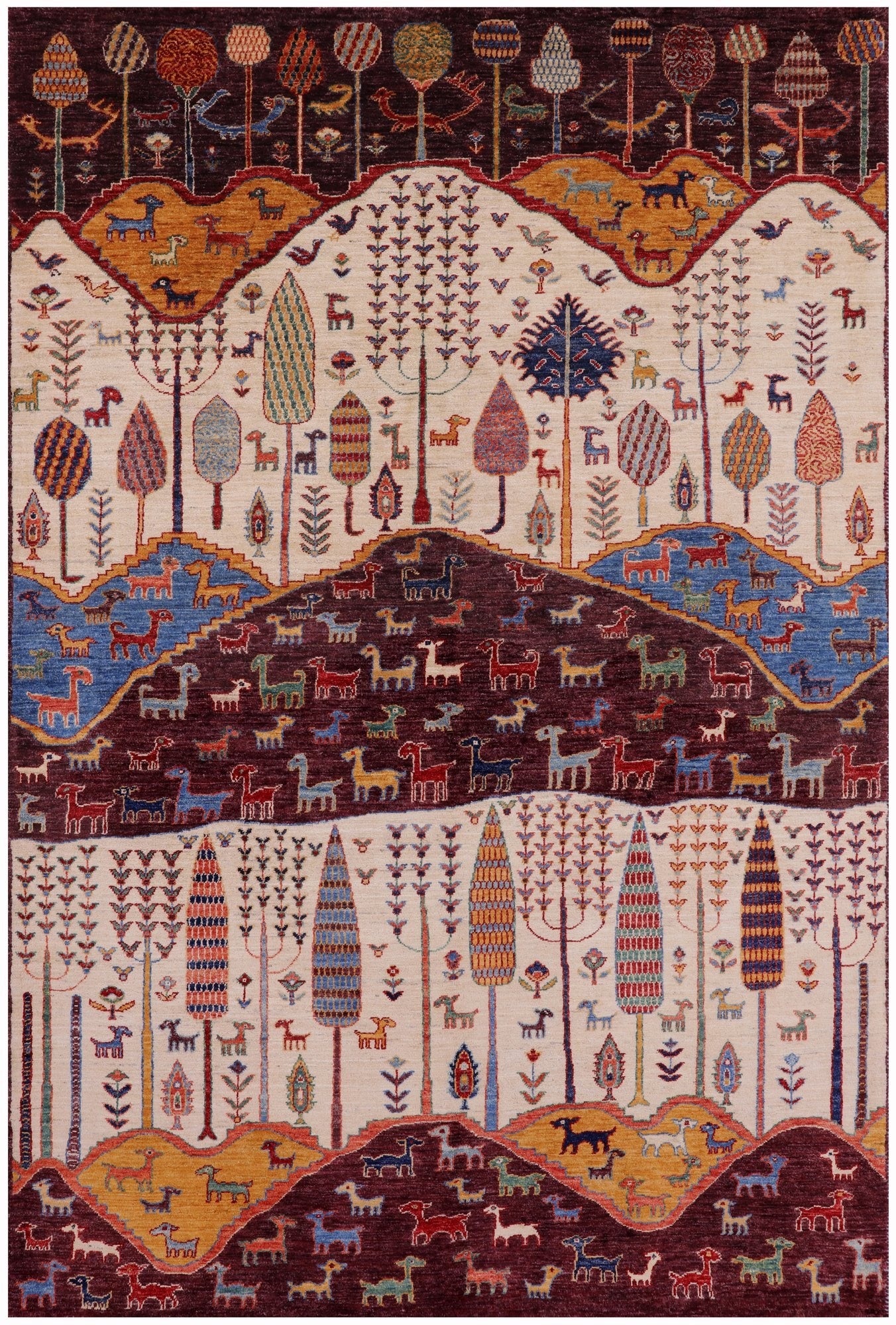 Tribal Persian Gabbeh Handmade Wool Rug - 5' 8" X 8' 4" - Golden Nile