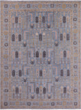 Blue Peshawar Hand Knotted Wool Rug - 9' 1" X 12' 3" - Golden Nile