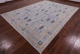 Blue Peshawar Hand Knotted Wool Rug - 9' 1" X 12' 3" - Golden Nile