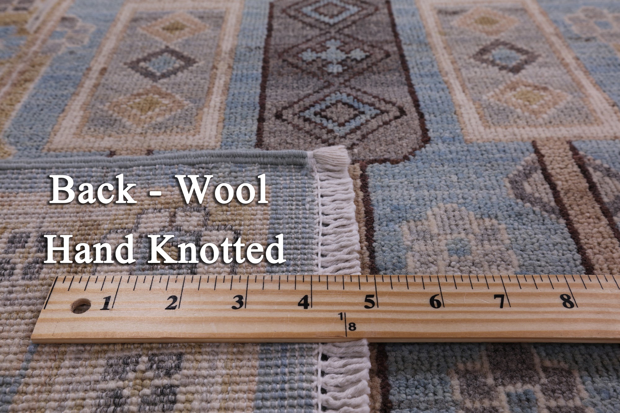 Blue Peshawar Hand Knotted Wool Rug - 9' 1" X 12' 3" - Golden Nile