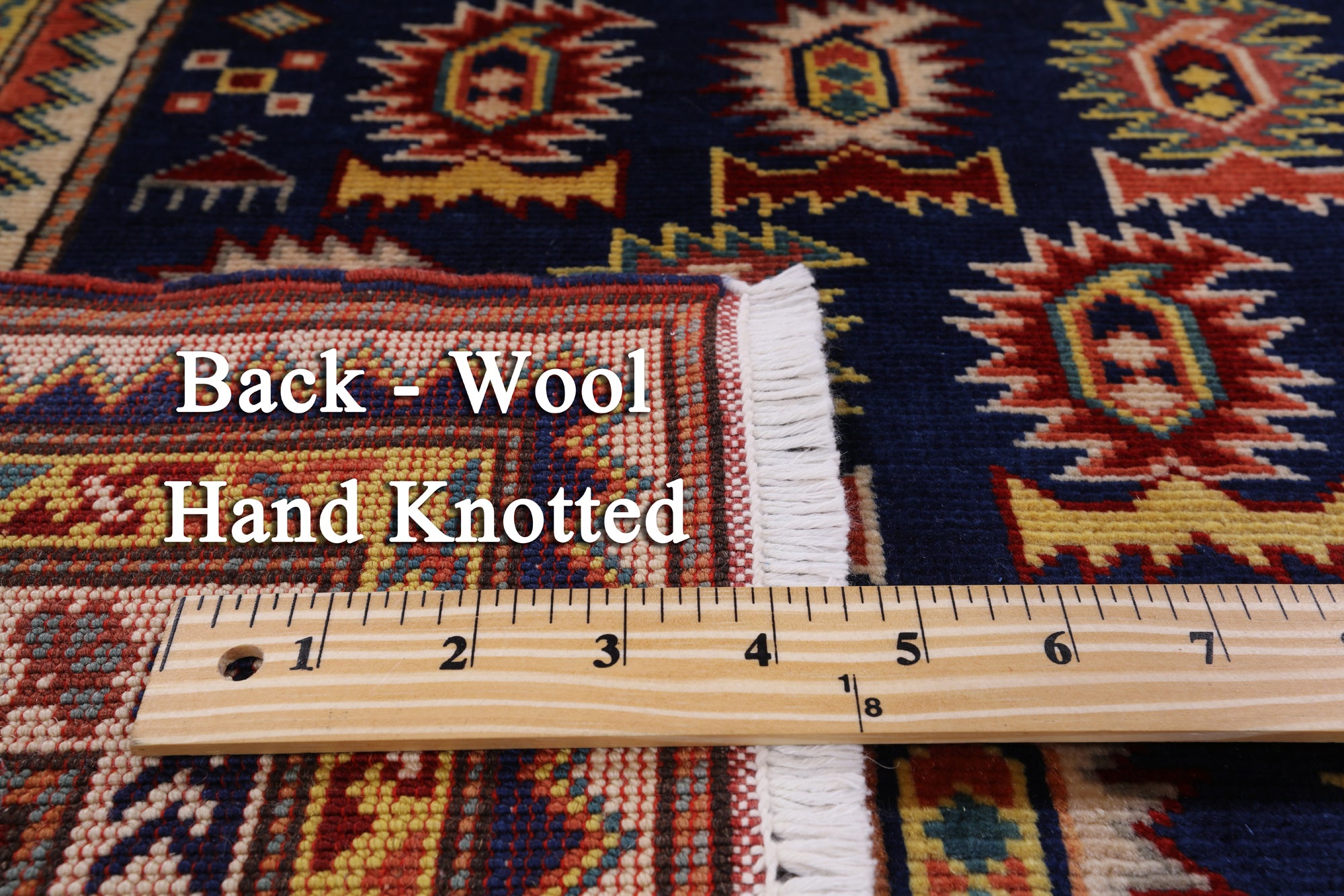 Blue Super Kazak Hand Knotted Wool Rug - 4' 10" X 6' 10" - Golden Nile
