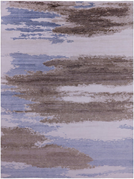 Modern Hand Knotted 100% Silk Rug - 9' 1" X 11' 11" - Golden Nile