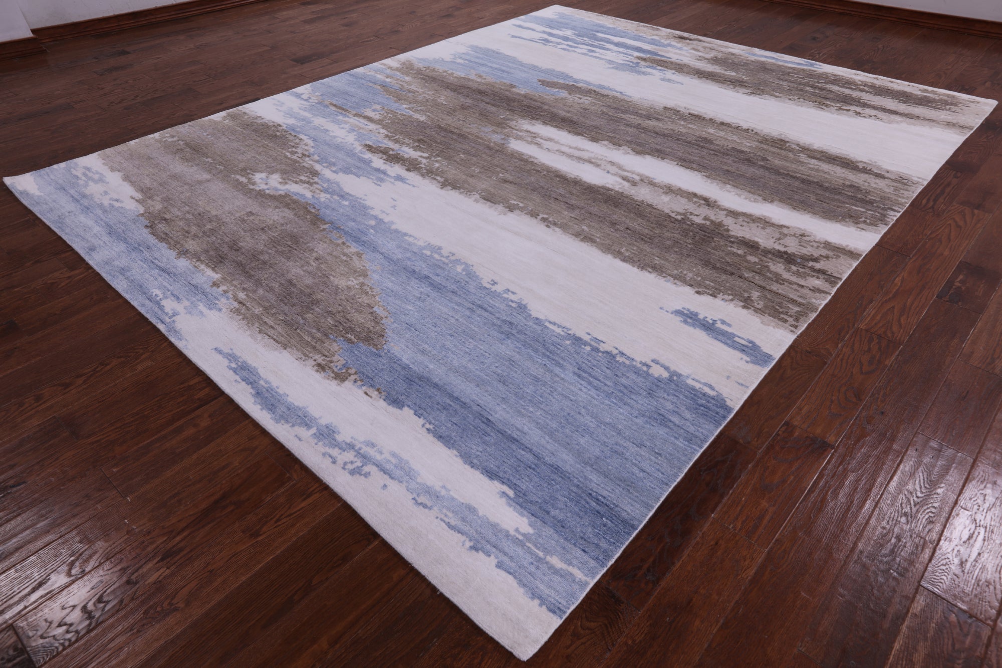 Modern Hand Knotted 100% Silk Rug - 9' 1" X 11' 11" - Golden Nile