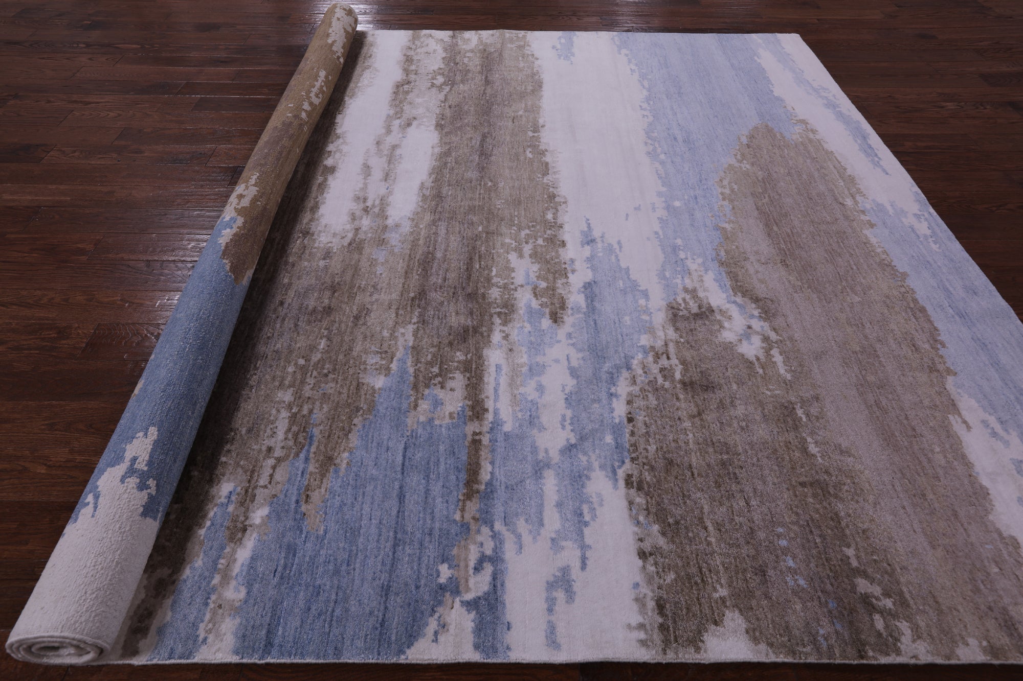 Modern Hand Knotted 100% Silk Rug - 9' 1" X 11' 11" - Golden Nile