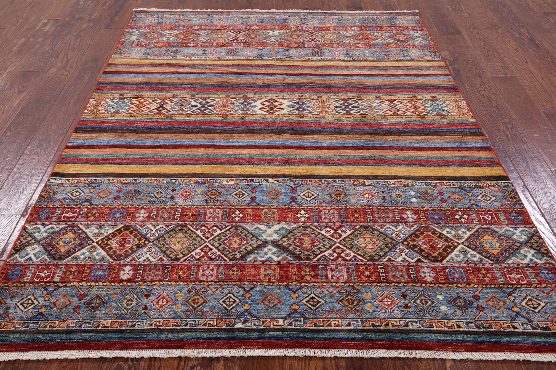 Tribal Khorjin Persian Gabbeh Hand Knotted Wool Rug - 5' 9" X 7' 9" - Golden Nile