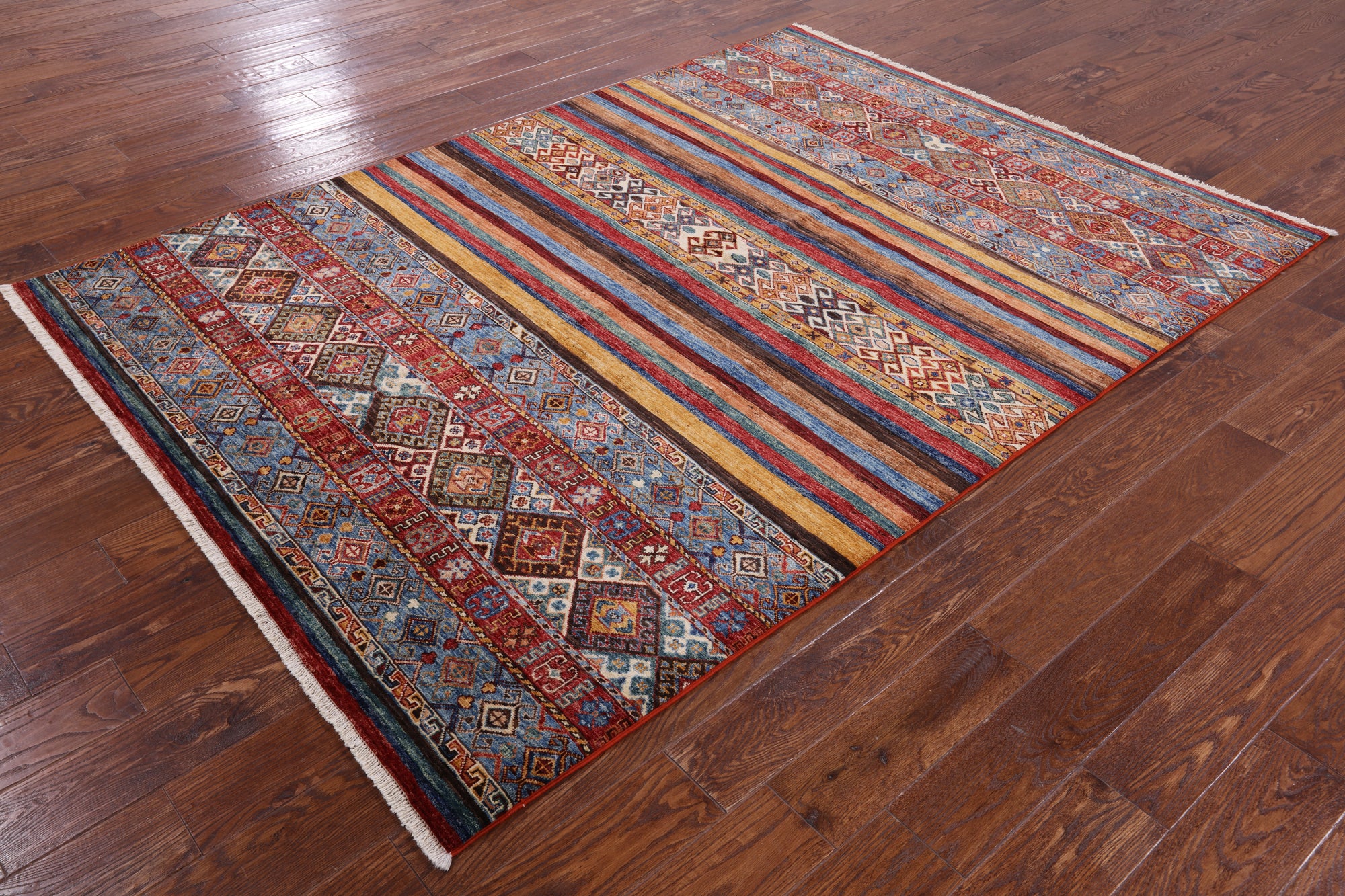 Tribal Khorjin Persian Gabbeh Hand Knotted Wool Rug - 5' 9" X 7' 9" - Golden Nile