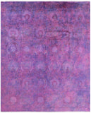 Purple Full Pile Overdyed Hand Knotted Wool Rug - 8' 1" X 9' 10" - Golden Nile