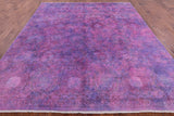 Purple Full Pile Overdyed Hand Knotted Wool Rug - 8' 1" X 9' 10" - Golden Nile