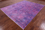 Purple Full Pile Overdyed Hand Knotted Wool Rug - 8' 1" X 9' 10" - Golden Nile