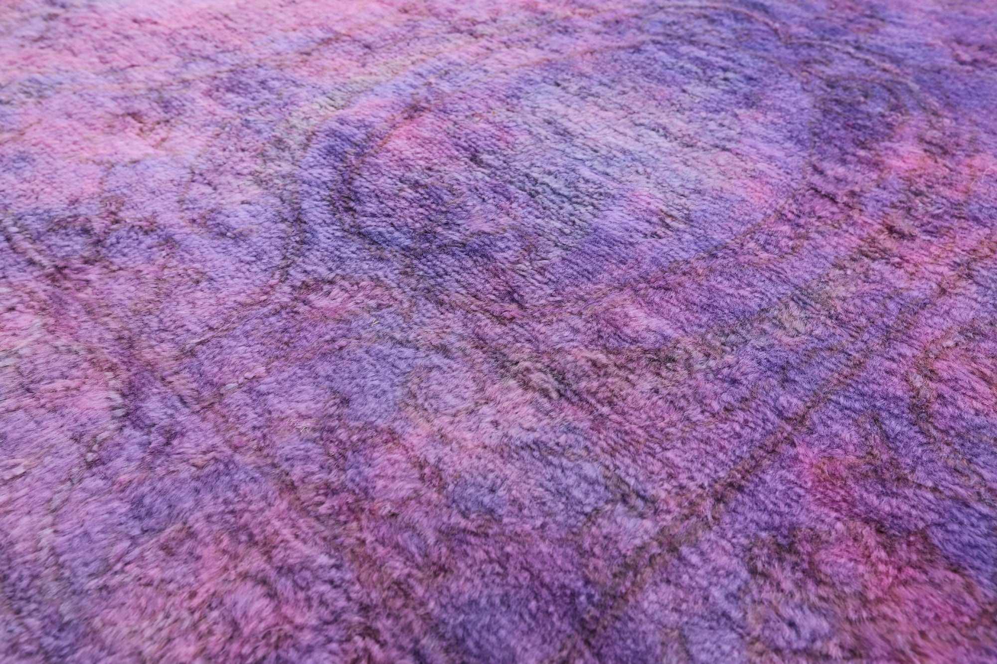Purple Full Pile Overdyed Hand Knotted Wool Rug - 8' 1" X 9' 10" - Golden Nile
