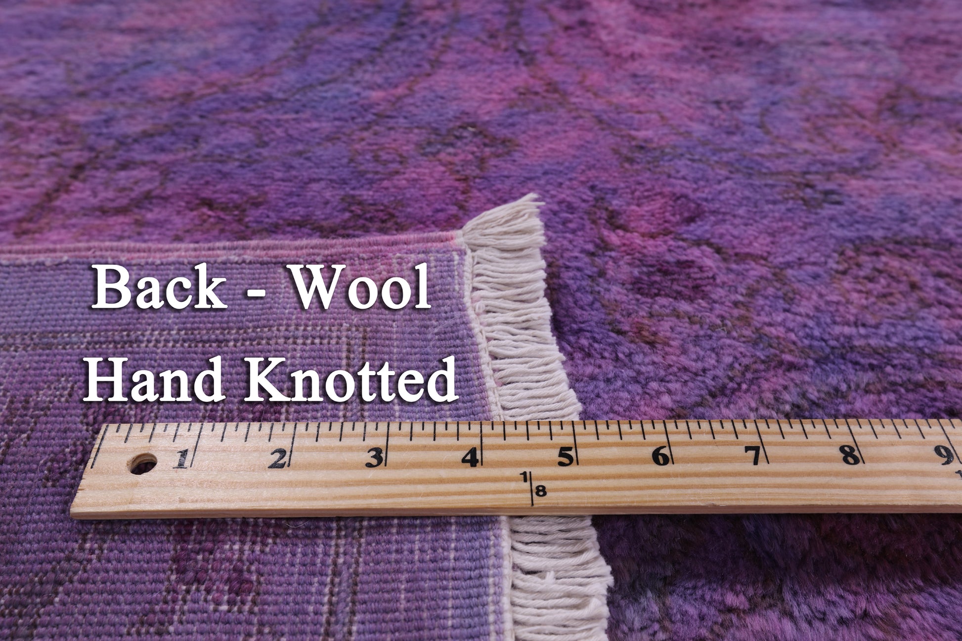 Purple Full Pile Overdyed Hand Knotted Wool Rug - 8' 1" X 9' 10" - Golden Nile