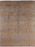 Blue William Morris Hand Knotted Wool Rug - 9' 0" X 11' 9" - Golden Nile