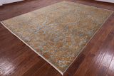 Blue William Morris Hand Knotted Wool Rug - 9' 0" X 11' 9" - Golden Nile