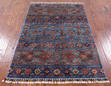Tribal Persian Gabbeh Handmade Wool Rug - 3' 2" X 5' - Golden Nile