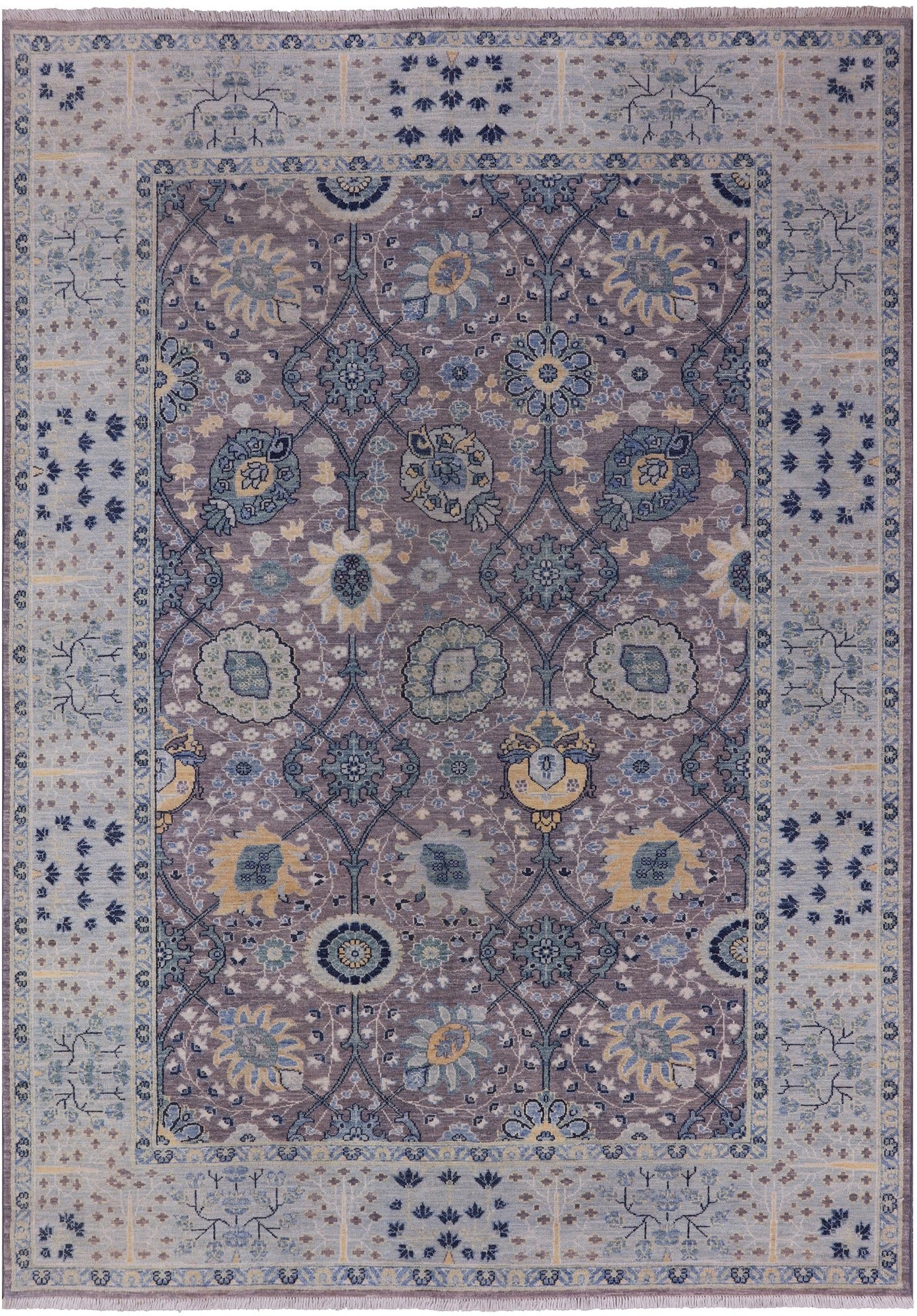 Grey Persian Tabriz Hand Knotted Wool Rug - 6' 2" X 8' 8" - Golden Nile