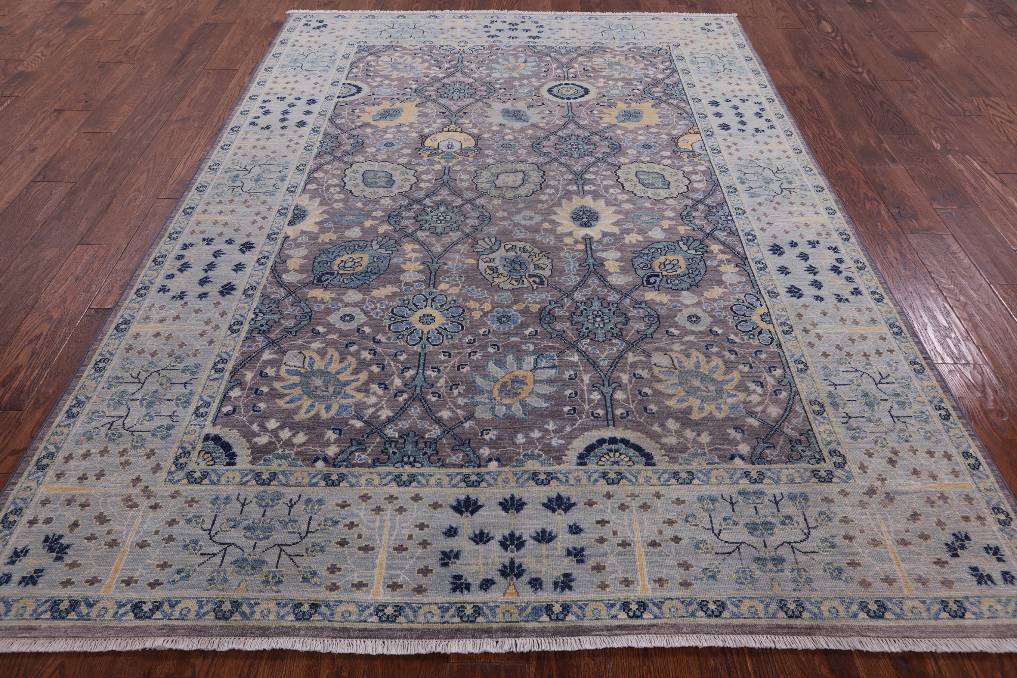 Grey Persian Tabriz Hand Knotted Wool Rug - 6' 2" X 8' 8" - Golden Nile