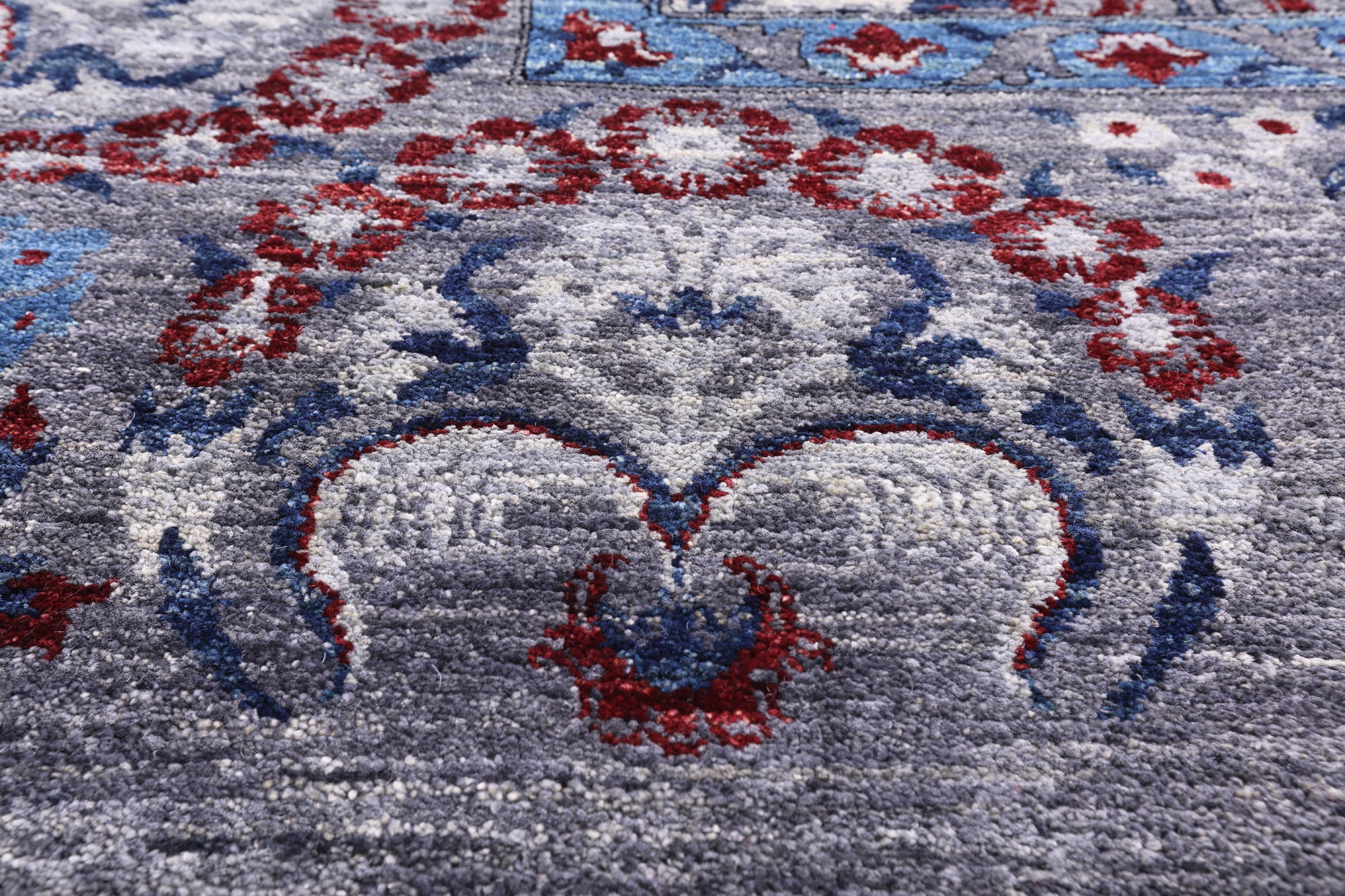 Grey William Morris Hand Knotted Wool Rug - 10' 3" X 13' 6" - Golden Nile