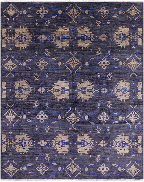 Grey William Morris Hand Knotted Wool Rug - 8' 3" X 10' 5" - Golden Nile
