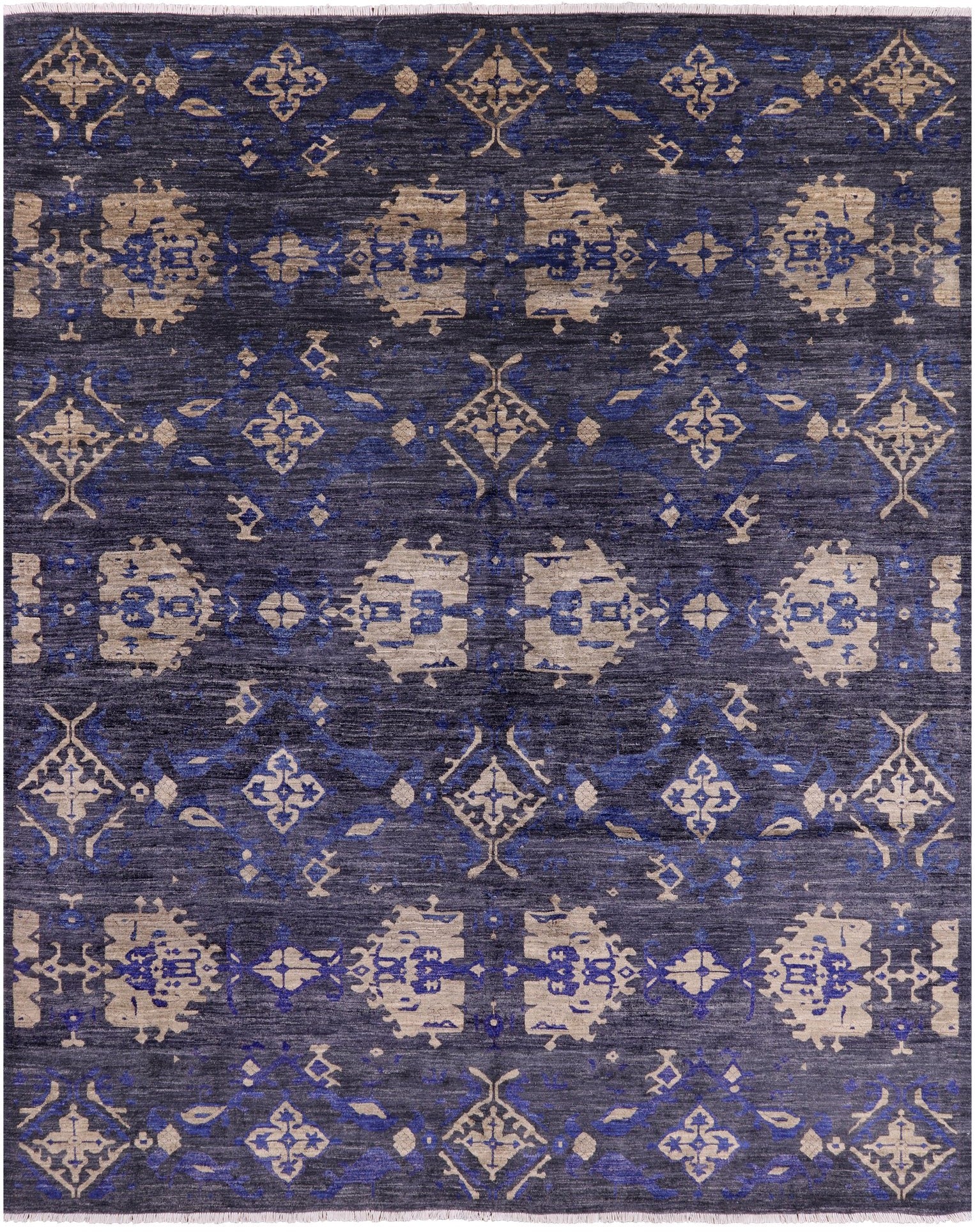 Grey William Morris Hand Knotted Wool Rug - 8' 3" X 10' 5" - Golden Nile
