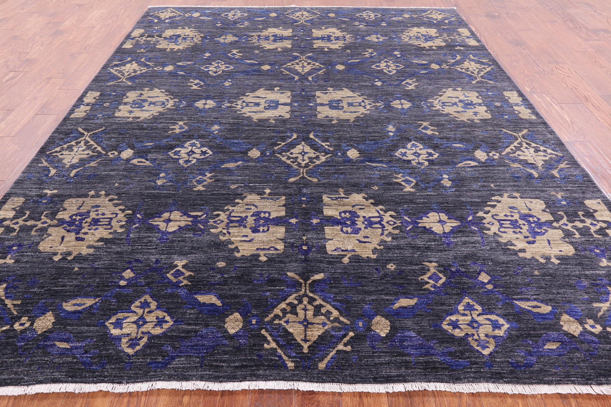 Grey William Morris Hand Knotted Wool Rug - 8' 3" X 10' 5" - Golden Nile