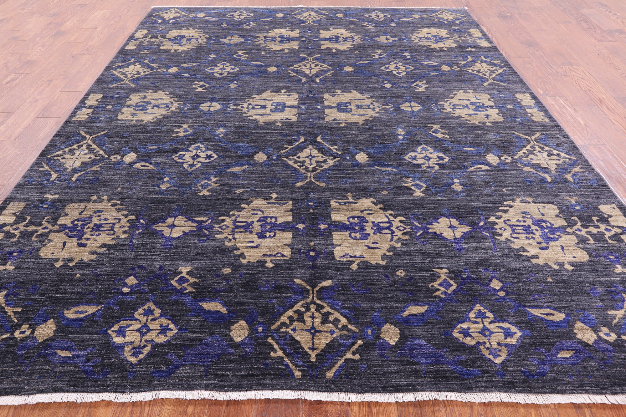 Grey William Morris Hand Knotted Wool Rug - 8' 3" X 10' 5" - Golden Nile