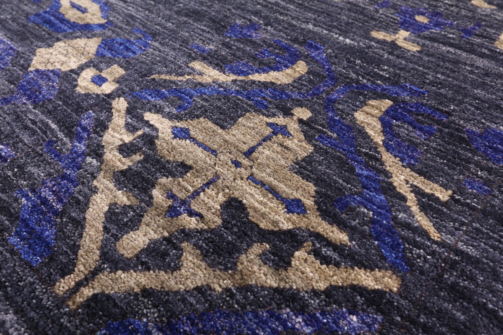 Grey William Morris Hand Knotted Wool Rug - 8' 3" X 10' 5" - Golden Nile