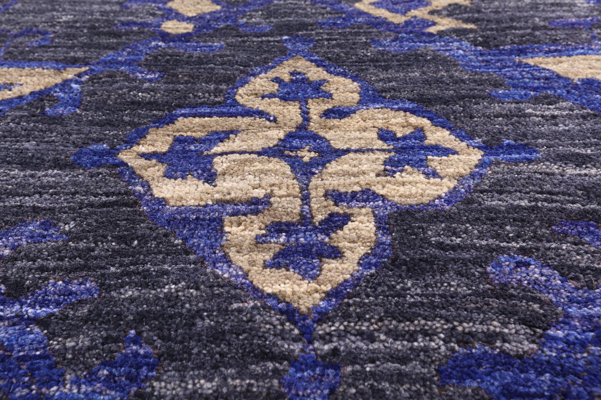 Grey William Morris Hand Knotted Wool Rug - 8' 3" X 10' 5" - Golden Nile