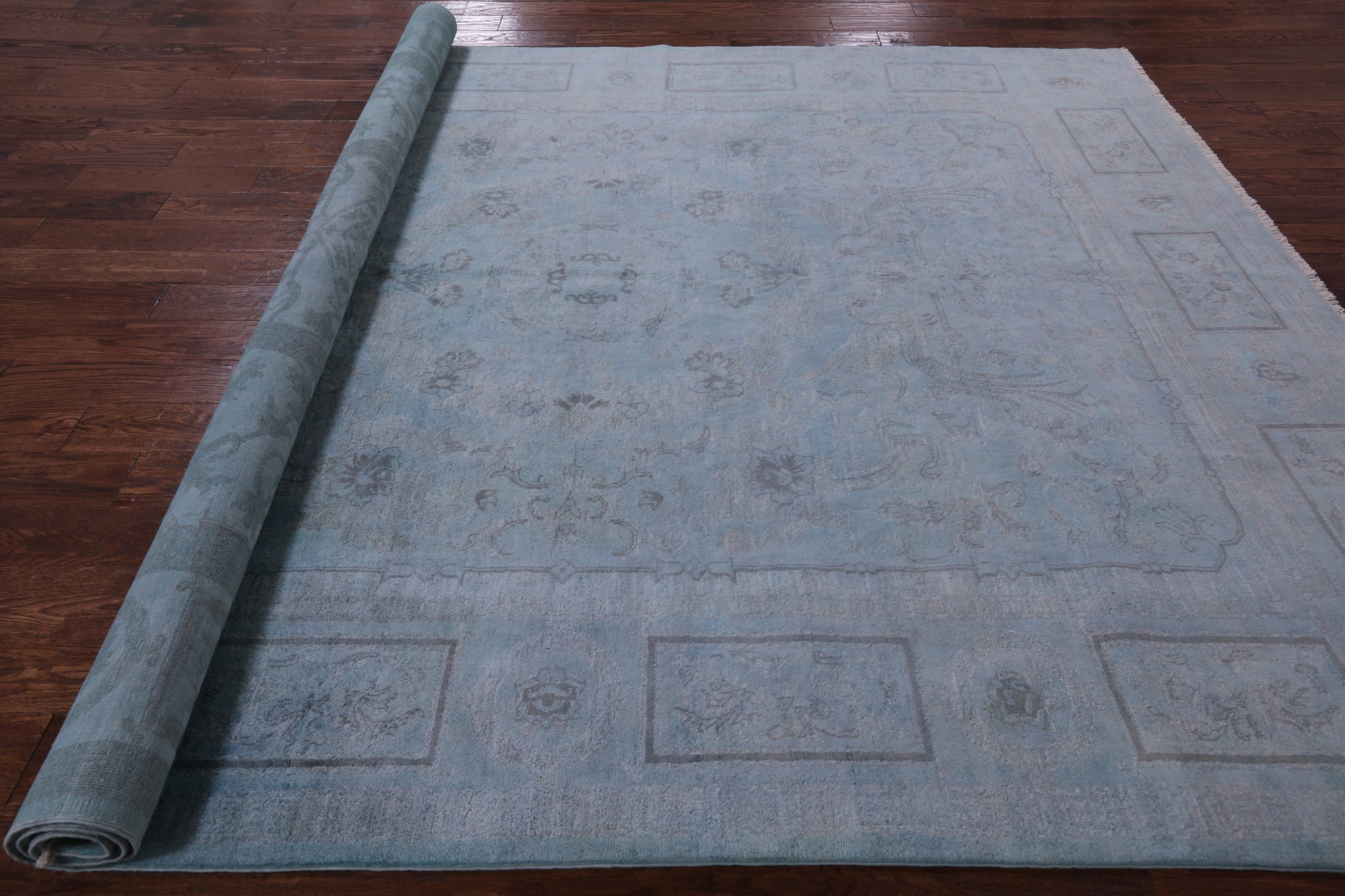 Blue Full Pile Overdyed Hand Knotted Wool Rug - 8' 4" X 10' 3" - Golden Nile