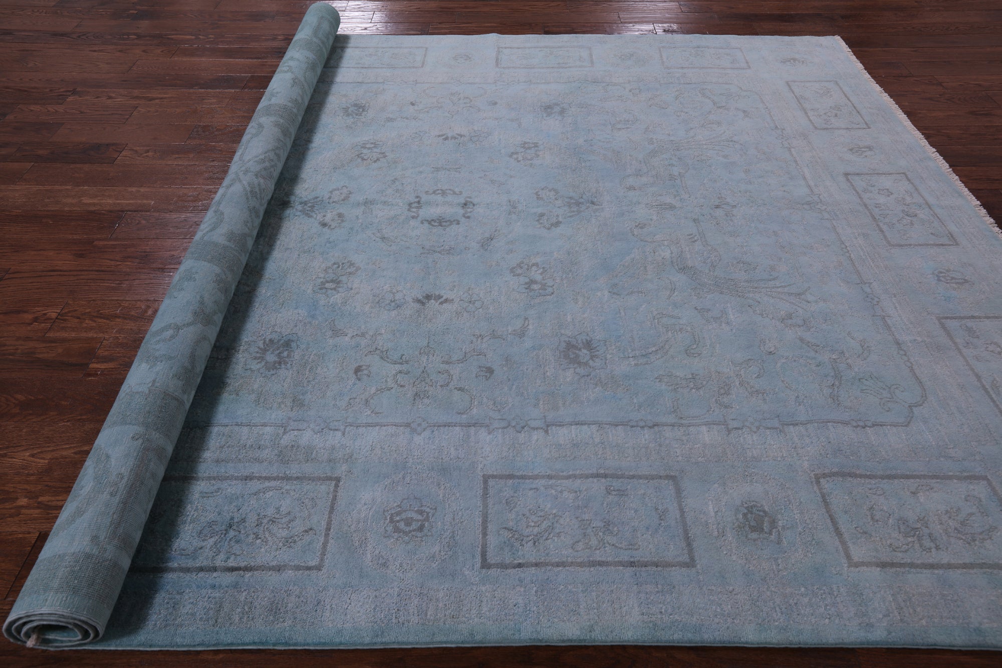 Blue Full Pile Overdyed Hand Knotted Wool Rug - 8' 4" X 10' 3" - Golden Nile
