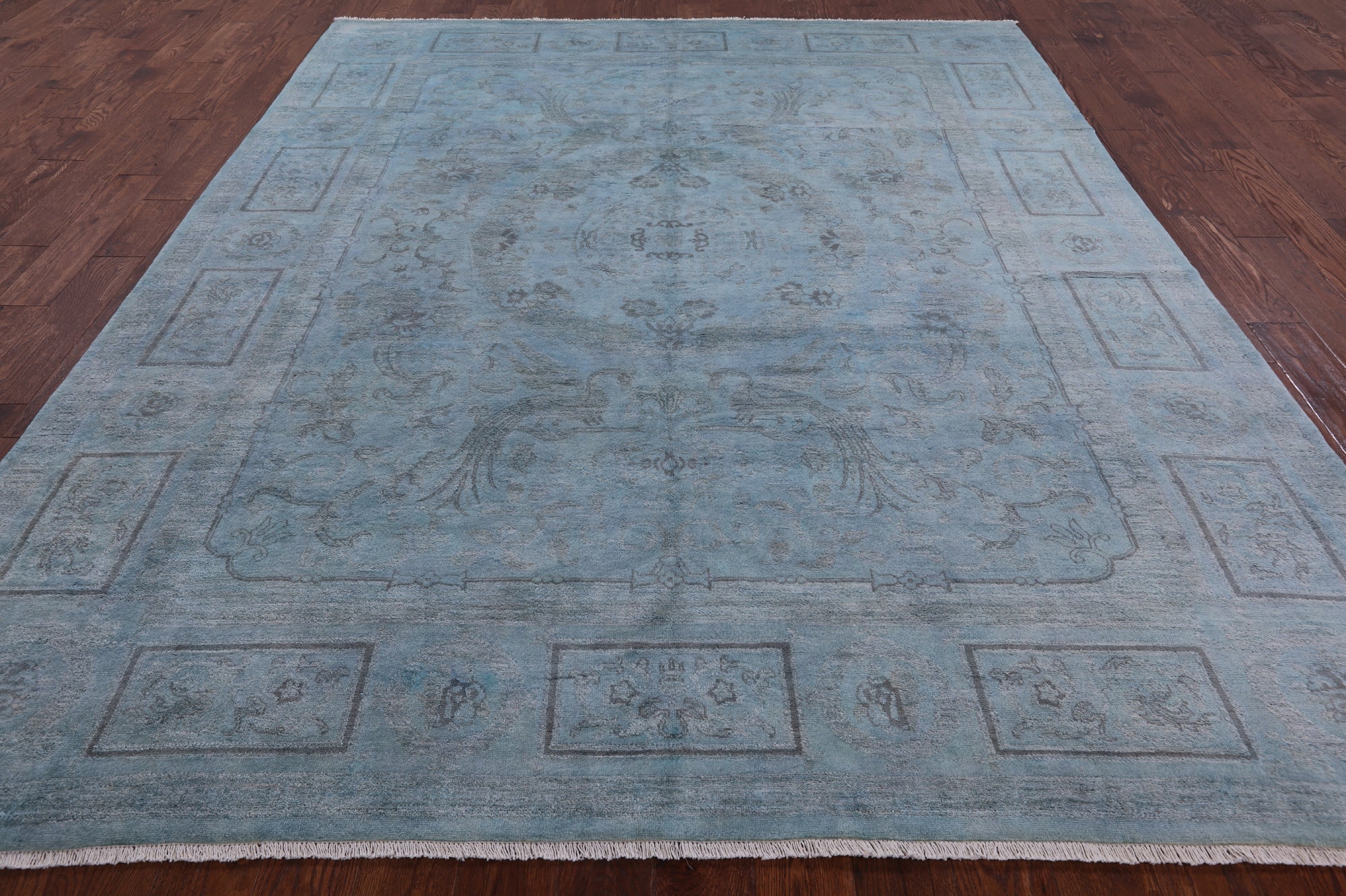 Blue Full Pile Overdyed Hand Knotted Wool Rug - 8' 4" X 10' 3" - Golden Nile