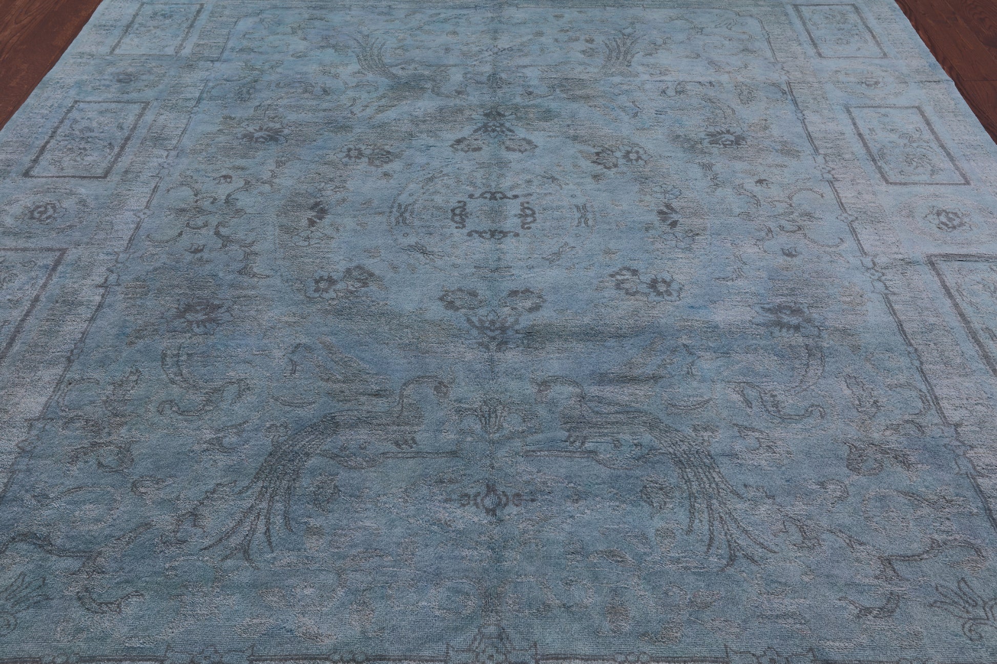 Blue Full Pile Overdyed Hand Knotted Wool Rug - 8' 4" X 10' 3" - Golden Nile
