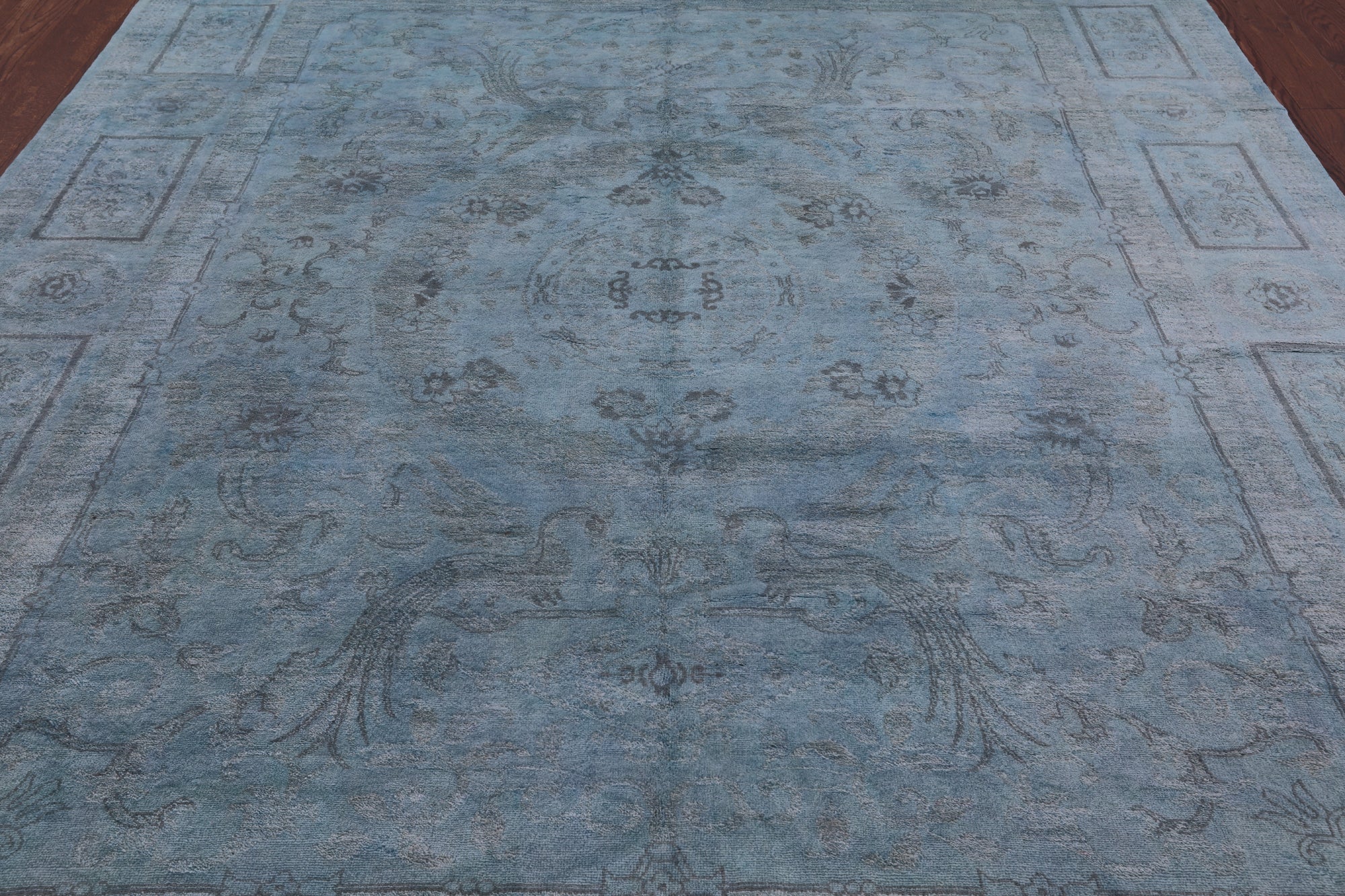 Blue Full Pile Overdyed Hand Knotted Wool Rug - 8' 4" X 10' 3" - Golden Nile
