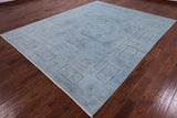 Blue Full Pile Overdyed Hand Knotted Wool Rug - 8' 4" X 10' 3" - Golden Nile