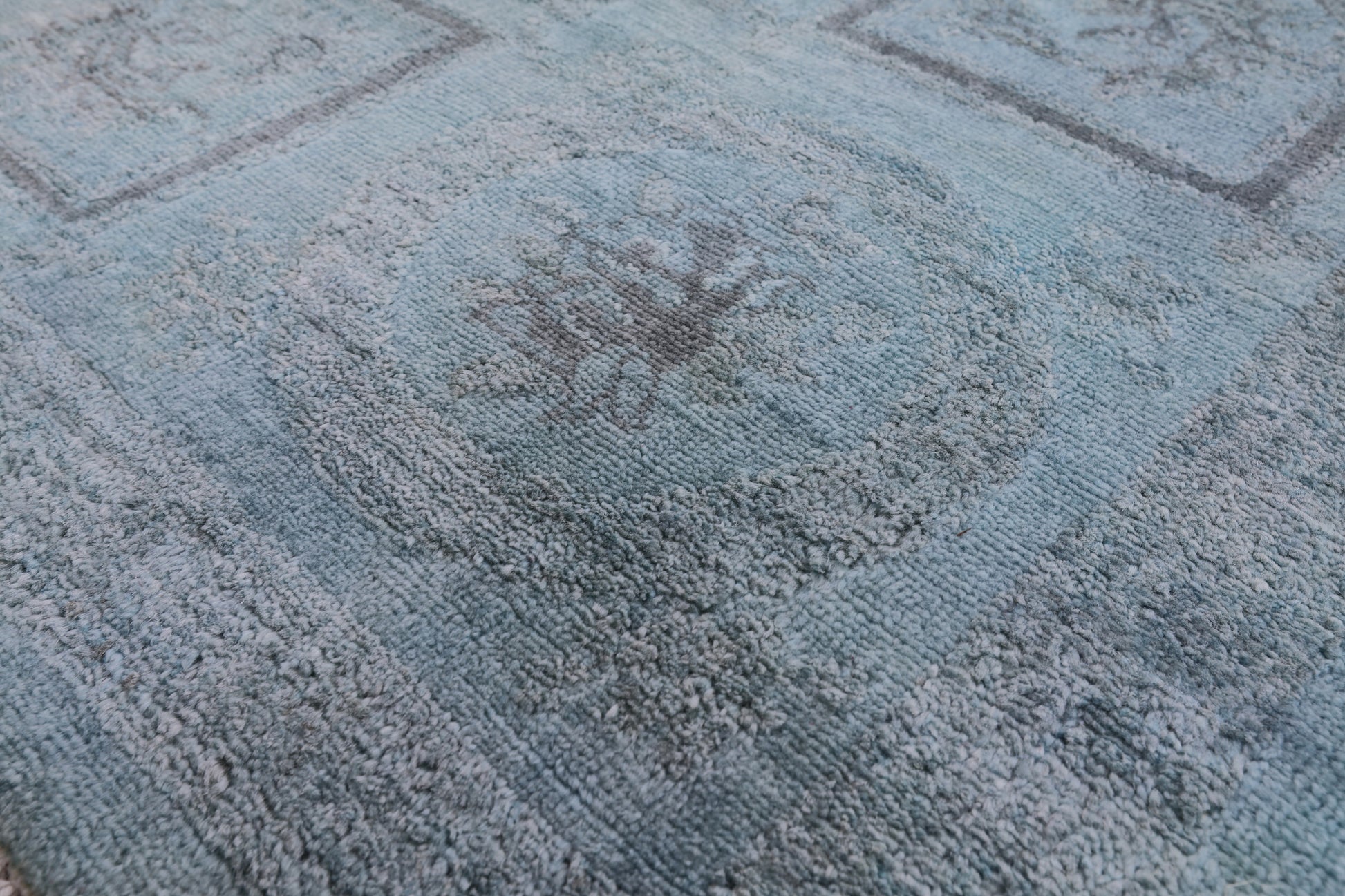 Blue Full Pile Overdyed Hand Knotted Wool Rug - 8' 4" X 10' 3" - Golden Nile