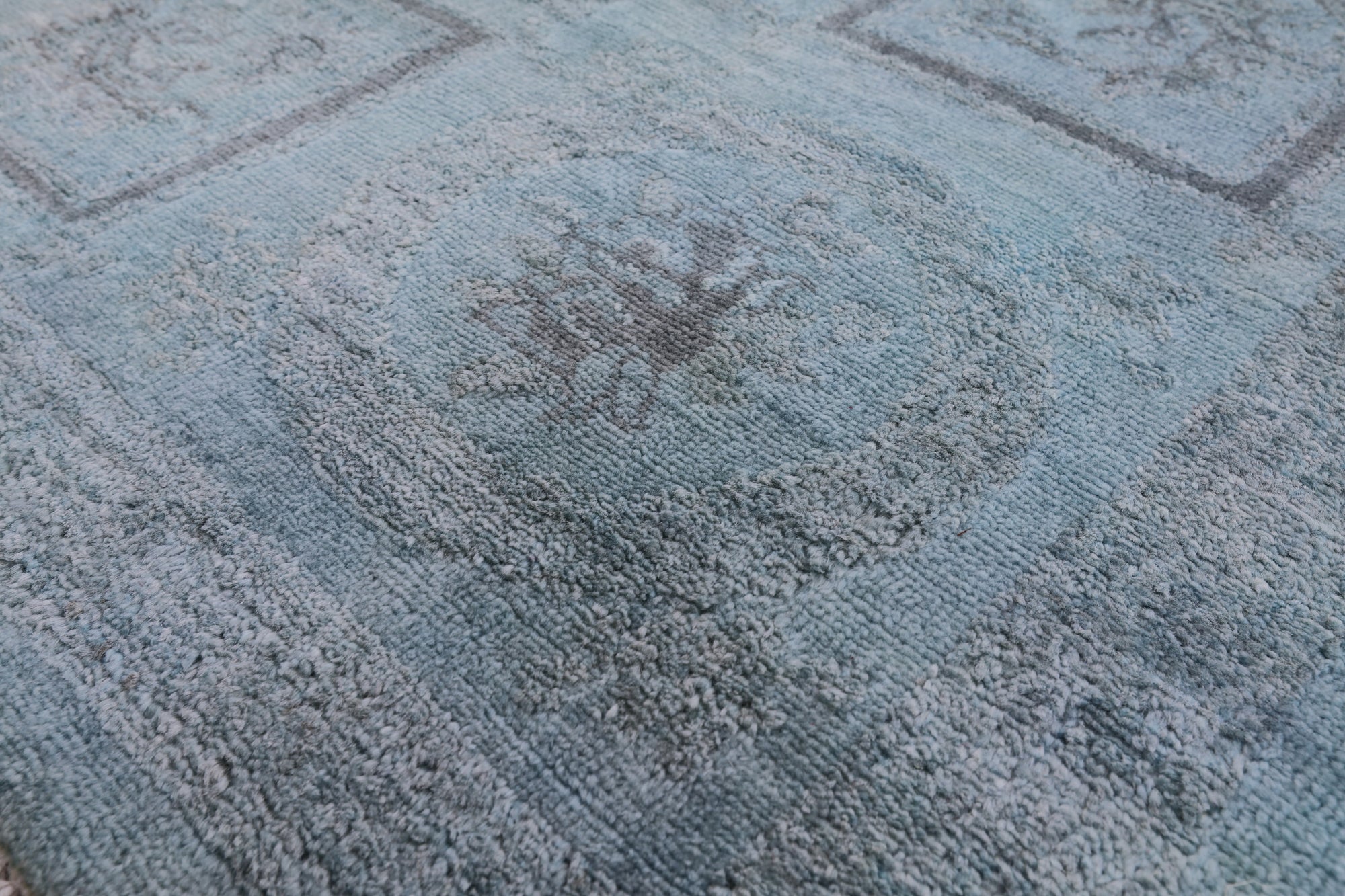 Blue Full Pile Overdyed Hand Knotted Wool Rug - 8' 4" X 10' 3" - Golden Nile