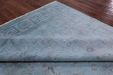 Blue Full Pile Overdyed Hand Knotted Wool Rug - 8' 4" X 10' 3" - Golden Nile