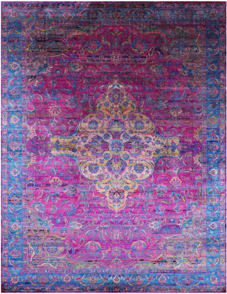 Persian Hand Knotted Silk Rug - 8' 11" X 11' 10" - Golden Nile