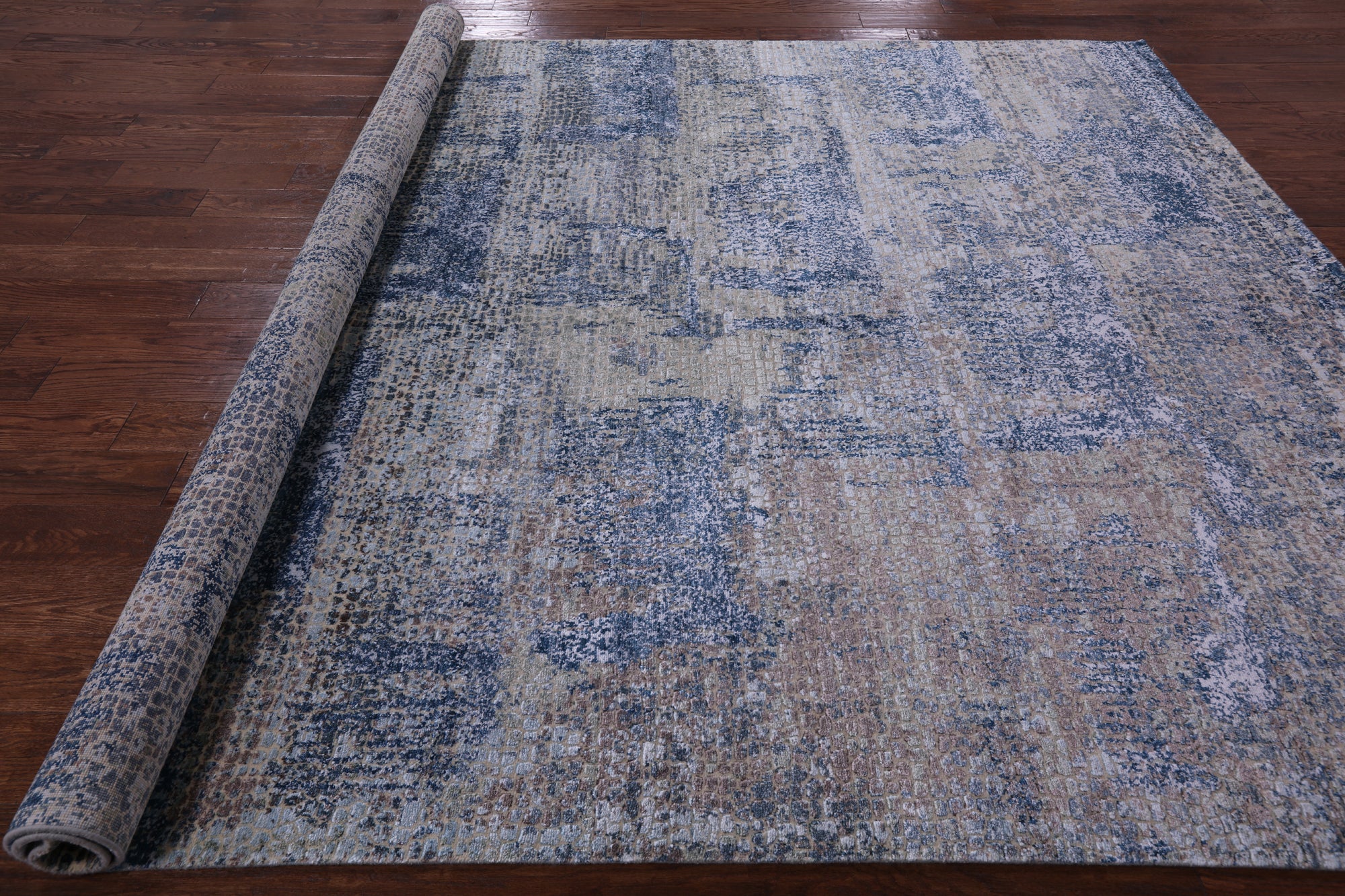 Modern Handmade Wool & Silk Rug - 8' 2" X 9' 11" - Golden Nile