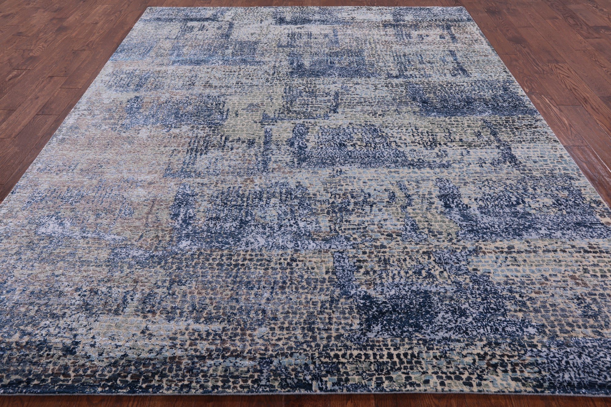 Modern Handmade Wool & Silk Rug - 8' 2" X 9' 11" - Golden Nile