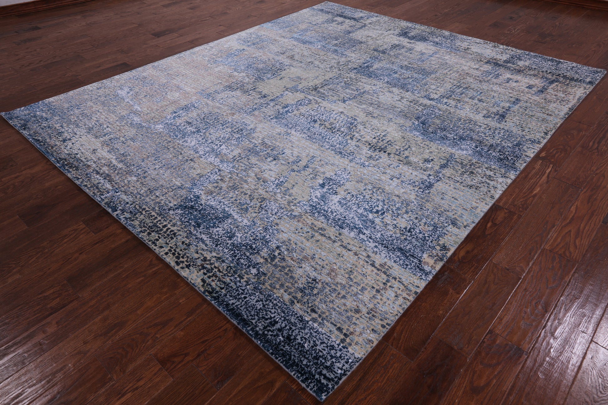 Modern Handmade Wool & Silk Rug - 8' 2" X 9' 11" - Golden Nile