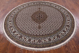 Ivory Round Persian Bijar Hand Knotted Wool & Silk Rug - 6' 7" X 6' 7" - Golden Nile