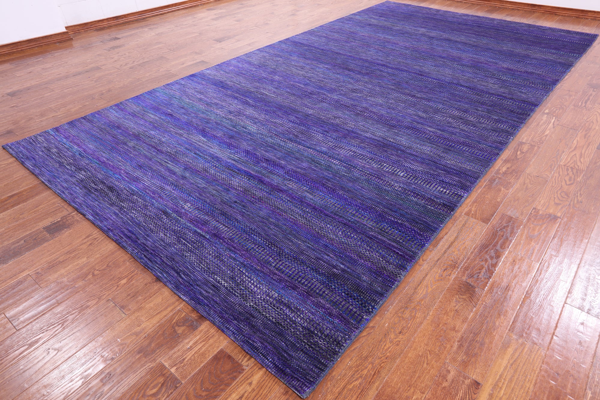 Purple Savannah Grass Handmade Wool & Silk Rug - 8' 0" X 15' 5" - Golden Nile