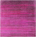 Pink Square Savannah Grass Hand Knotted Wool & Silk Rug - 9' 0" X 9' 0" - Golden Nile